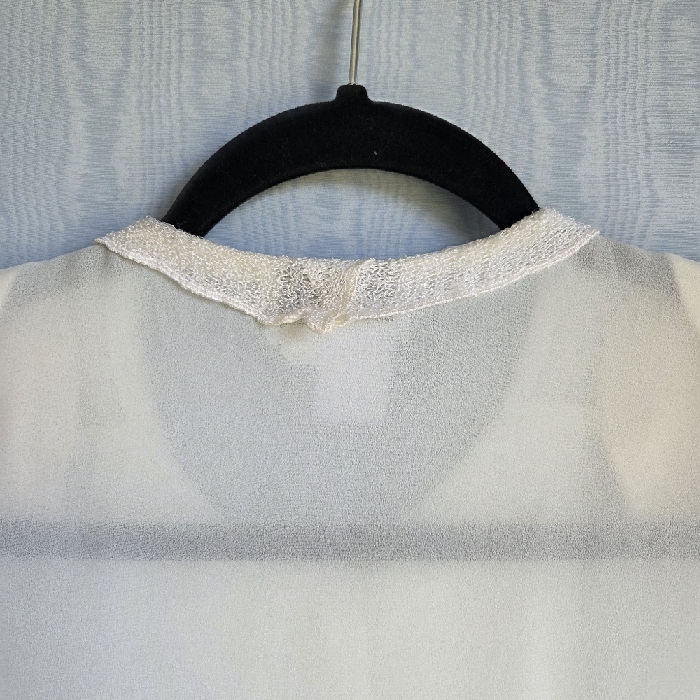Vintage Notations Blouse 14 Ivory Sheer Lace Collar‎ Twee Victorian Goth Vamp - Picture 5 of 9